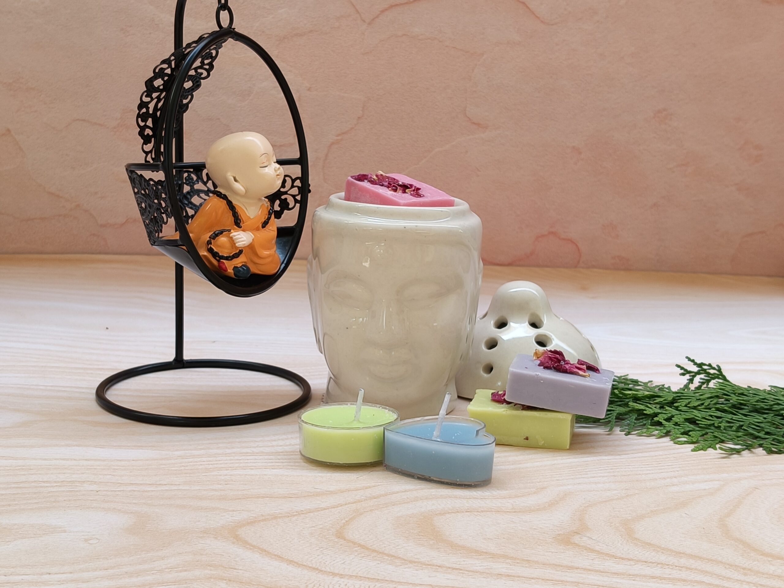 Buddha Ceramic Diffuser (Ceramic Diffuser + 2 Tea lights + 3 Wax melts)